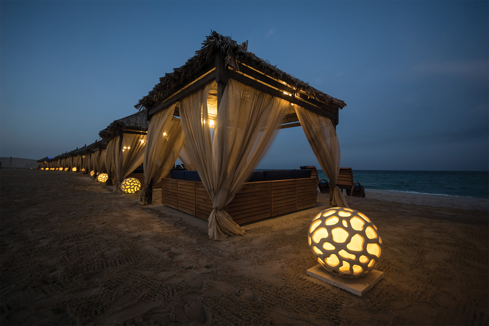 Luxury tents on the beach in Doha, Qatar